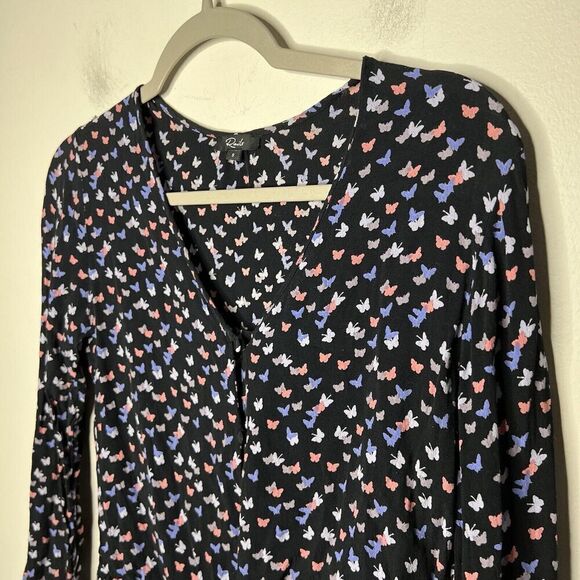 Rails Top Womens Small Beaux Mariposa Butterfly Print Ruffle Waist Blouse Boho - Picture 11 of 16